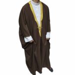 Royal Premium Brown Arabian Bisht 3 Quarter Sleeves Cloak Arab Dress Thobe Islam Robe Eid (1)