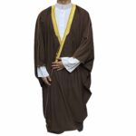 Royal Premium Brown Arabian Bisht 3 Quarter Sleeves Cloak Arab Dress Thobe Islam Robe Eid (3)