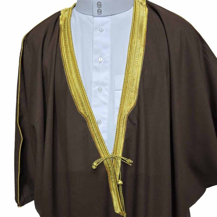 Royal Premium Brown Arabian Bisht 3 Quarter Sleeves Cloak Arab Dress Thobe Islam Robe Eid (5)