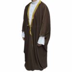 Royal Premium Brown Arabian Bisht 3 Quarter Sleeves Cloak Arab Dress Thobe Islam Robe Eid (8)