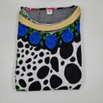 Ruaflwr 001 Women's Blue Multicoloured Cotton Floral Tunic Kaftan Free Size +scarf 0622 172226