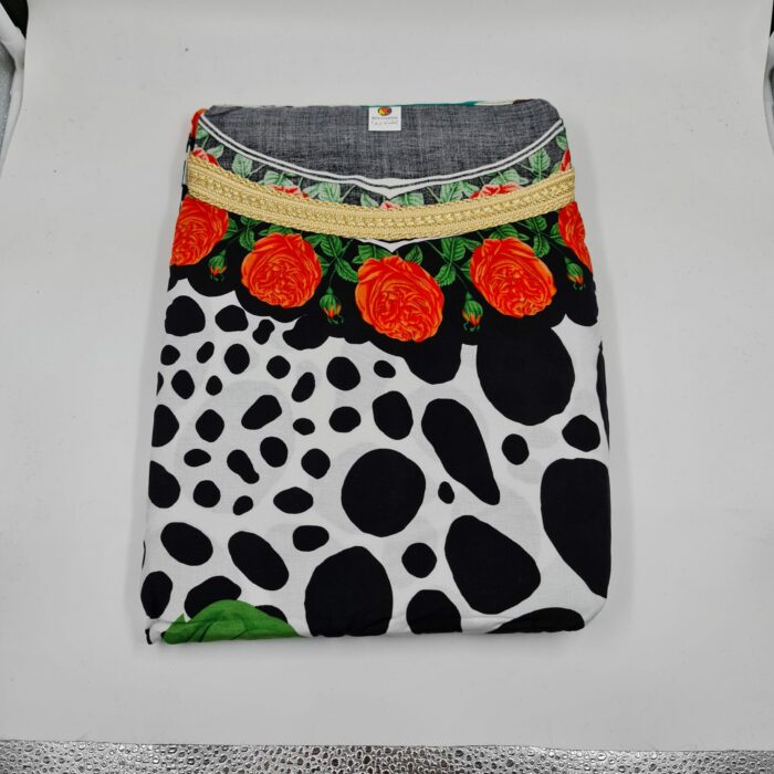 Ruaflwr 001 Women's Orange Multicoloured Cotton Floral Tunic Kaftan Free Size +scarf 0622 172032