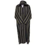 Saedctntwl 003 Men's Navy Gold Striped Moroccan Long Sleeve Hooded Cotton Thobe Jubba Djellaba (6)