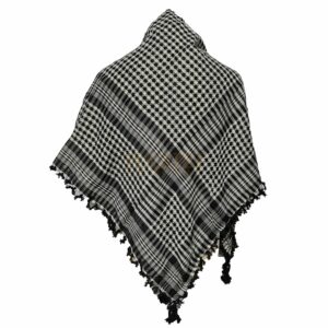 Shmg Alif002 Shemagh Arab Head Scarf Wrap Arafat Keffiyeh Yashmagh Black +fringes 0616 150828