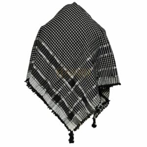 Shmg Alif004 Shemagh Arab Head Scarf Wrap Arafat Keffiyeh Yashmagh Black +fringes 0616 153904