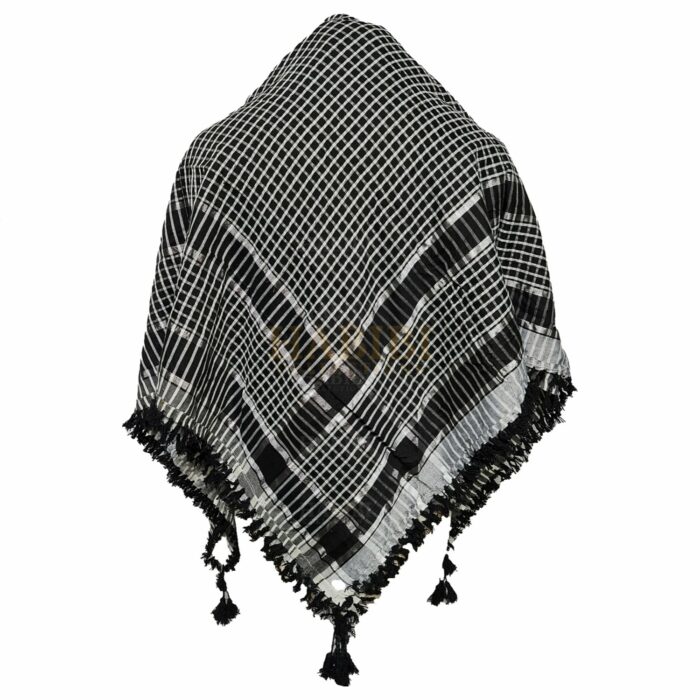 Shmg Alif006 Shemagh Arab Head Scarf Wrap Arafat Keffiyeh Yashmagh Black +fringes 0616 154830