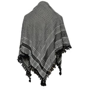 Shmg Alif007 Shemagh Arab Head Scarf Wrap Arafat Keffiyeh Yashmagh Black +fringes 0616 225949