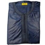 Shrtslvctn 001 Zip Front Moroccan Blue Short Sleeves Cotton Blend Thobe Jubba Dishdasha Kandorah (6)