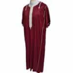 Shrtslvctn 0011 Zip Front Moroccan Maroon Short Sleeves Cotton Blend Thobe Jubba Dishdasha Kandorah (5)