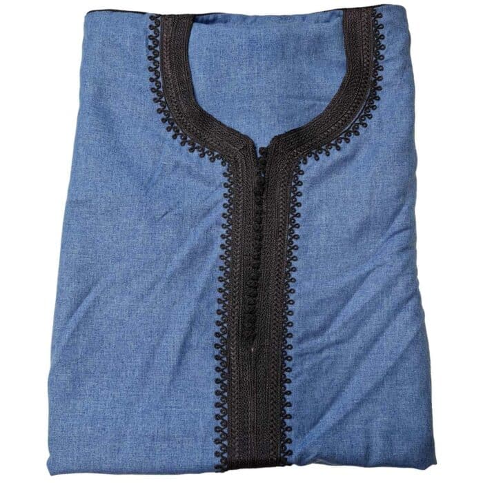 Shrtslvctn 0020 Zip Front Moroccan Blue Short Sleeves Cotton Blend Thobe Jubba Dishdasha Kandorah (7)