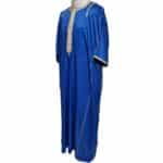 Shrtslvctn 009 Zip Front Moroccan Blue Short Sleeves Cotton Blend Thobe Jubba Dishdasha Kandorah (5)