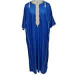Shrtslvctn 009 Zip Front Moroccan Blue Short Sleeves Cotton Blend Thobe Jubba Dishdasha Kandorah (6)