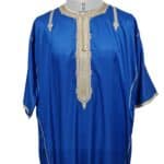 Shrtslvctn 009 Zip Front Moroccan Blue Short Sleeves Cotton Blend Thobe Jubba Dishdasha Kandorah (7)
