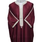 Shrtslvctn Nw001 Moroccan Maroon Short Sleeves Cotton Blend Thobe Jubba Dishdasha Kandorah (4)
