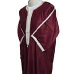 Shrtslvctn Nw001 Moroccan Maroon Short Sleeves Cotton Blend Thobe Jubba Dishdasha Kandorah (5)