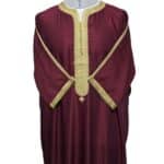 Shrtslvctn Nw002 Moroccan Maroon Short Sleeves Cotton Blend Thobe Jubba Dishdasha Kandorah (2)