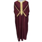 Shrtslvctn Nw002 Moroccan Maroon Short Sleeves Cotton Blend Thobe Jubba Dishdasha Kandorah (4)