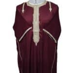 Shrtslvctn Nw003 Moroccan Maroon Short Sleeves Cotton Blend Thobe Jubba Dishdasha Kandorah (4)