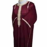 Shrtslvctn Nw003 Moroccan Maroon Short Sleeves Cotton Blend Thobe Jubba Dishdasha Kandorah (6)