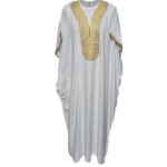 Shrtslvwpc 005 Moroccan Cotton White Gold Short Sleeve Thobe Jubba Kandora Dishdasha (6)