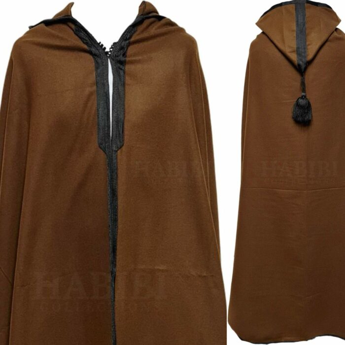 Silhamhc 005 Moroccan Djellaba Brown Cloak Cape Cashmere Wool Blend Silham Burnous 200332