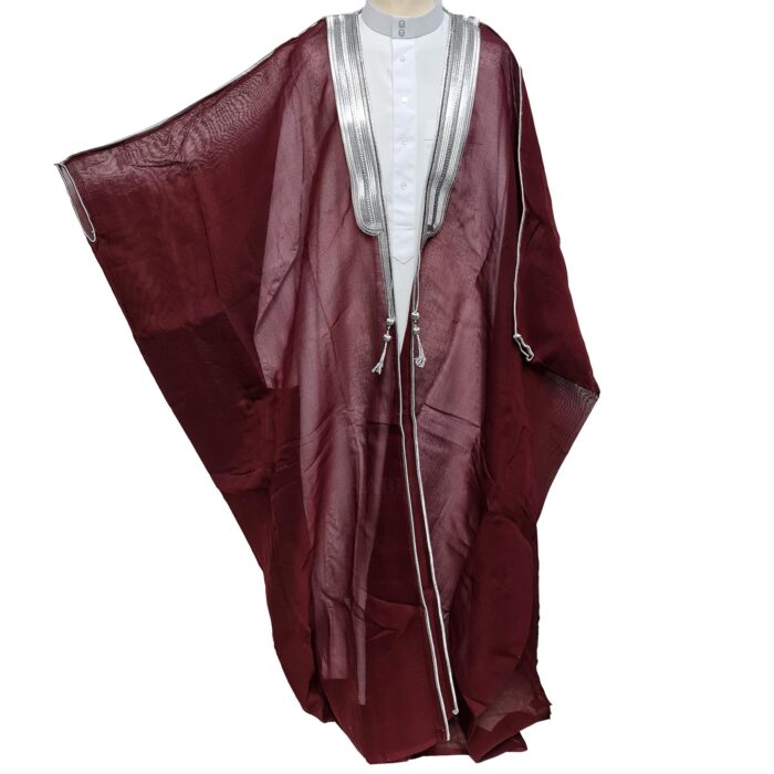 Smplburg 007 Men's Arabian Silver Stripe Bisht+gift Box Cloak Arab Dress Thobe Islam Robe Eid