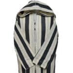 Strpwlwpc 002 Moroccan Cream Grey Striped Cashmere Wool Blend Hooded Thobe Djellaba Jubba Super Warm (3)