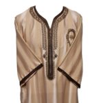 Styl 33b Men Moroccan Cotton Blend Beige 3 Quarter Sleeves Thobe Jubba Kandora Dishdasha0508 211116 (3)