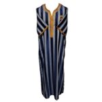 Styl 33f Men Moroccan Cotton Blend Navy Blue 3 Quarter Sleeves Thobe Jubba Kandora Dishdasha0508 205458