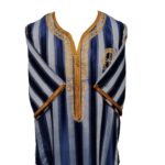Styl 33f Men Moroccan Cotton Blend Navy Blue 3 Quarter Sleeves Thobe Jubba Kandora Dishdasha0508 205502