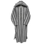 Superthkwrmwl 500lm Moroccan Super Thick Warm Wool Blend Grey Striped Hooded Thobe Djellaba (9)