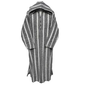 Superthkwrmwl 500lm Moroccan Super Thick Warm Wool Blend Grey Striped Hooded Thobe Djellaba (9)