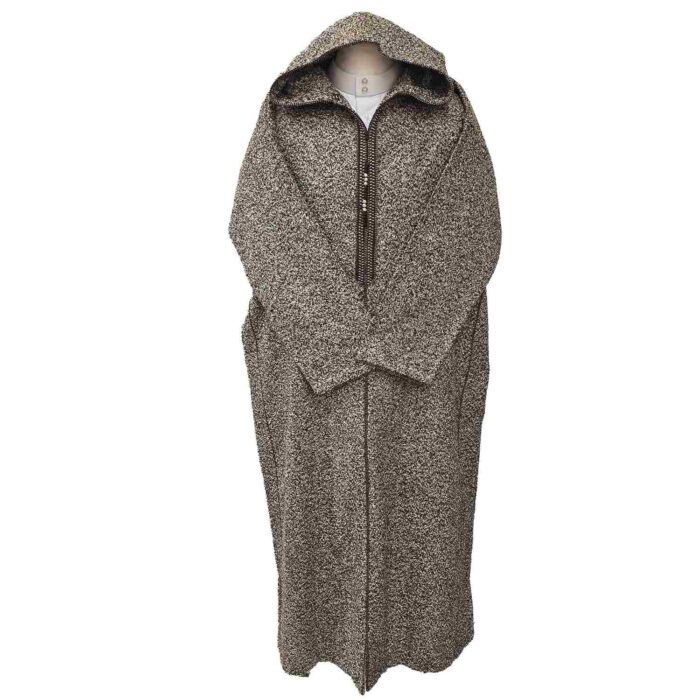 Superthkwrmwl 700rg Moroccan Super Thick Warm Cashmere Wool Blend Brown Hooded Thobe Djellaba(7)