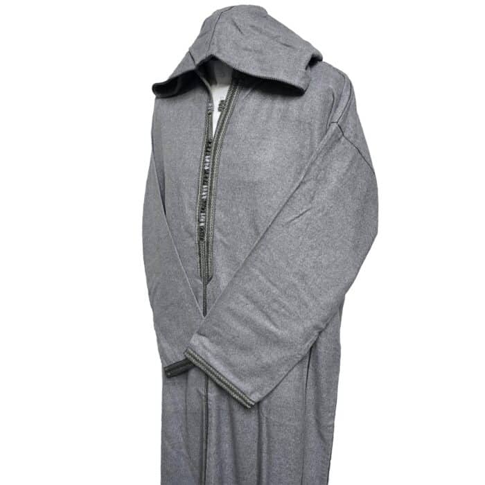Supsaed 017 Super Soft High Quality Cashmere Wool Blend Grey Moroccan Thobe Jubba Djellaba (4)