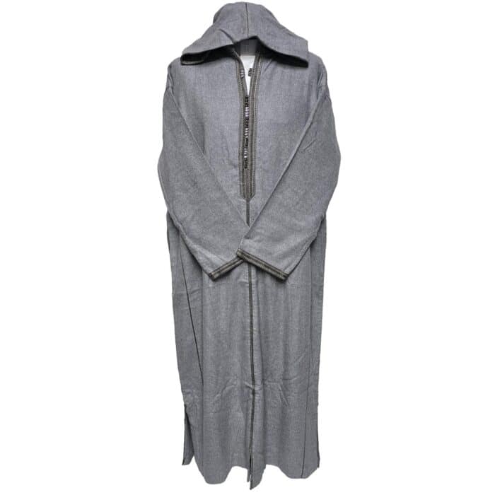 Supsaed 017 Super Soft High Quality Cashmere Wool Blend Grey Moroccan Thobe Jubba Djellaba (6)