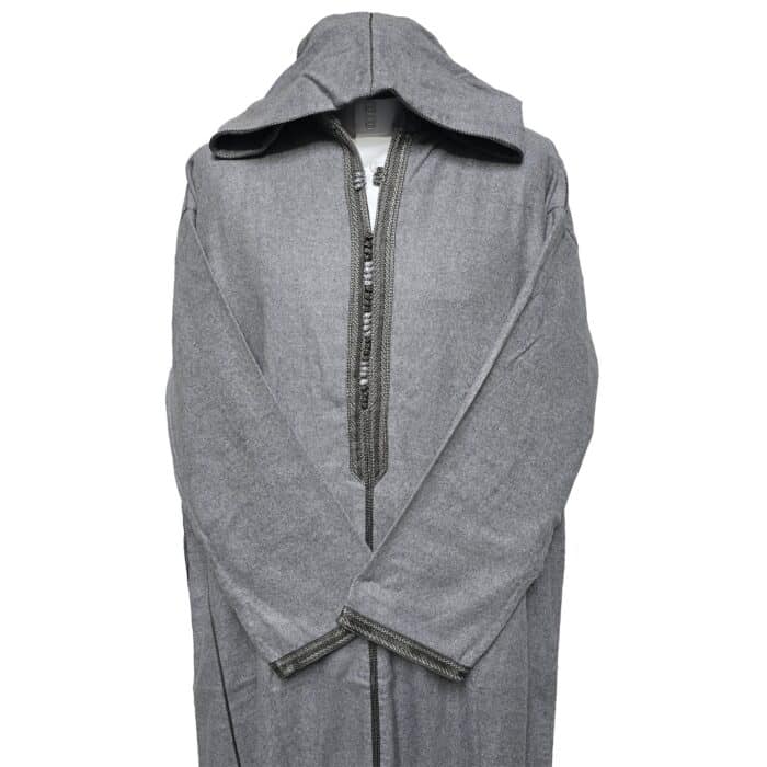 Supsaed 017 Super Soft High Quality Cashmere Wool Blend Grey Moroccan Thobe Jubba Djellaba (7)