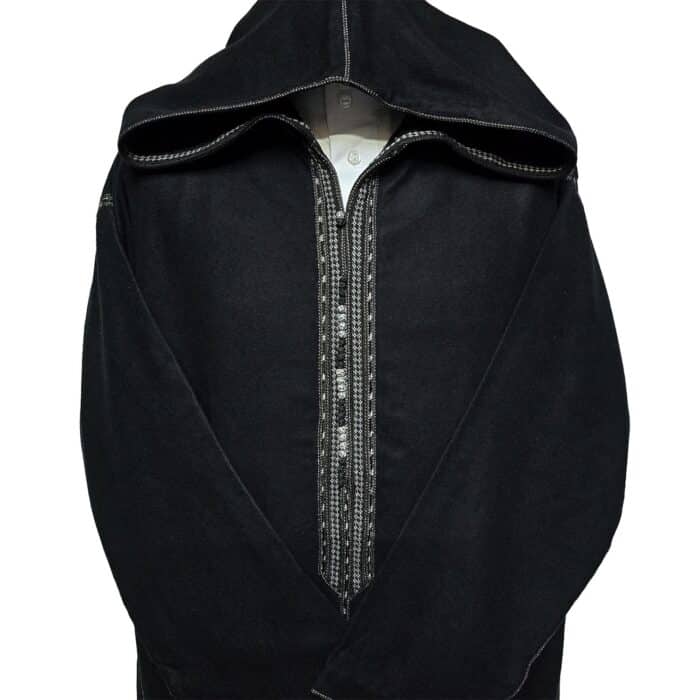 Supsaed Blk001 Super Soft High Quality Cashmere Wool Blend Black Moroccan Thobe Jubba Djellaba (10)
