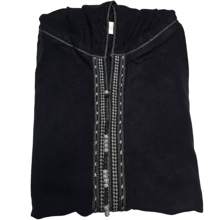 Supsaed Blk001 Super Soft High Quality Cashmere Wool Blend Black Moroccan Thobe Jubba Djellaba (7)