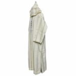 Swcshwl 003 Moroccan Cream Off White Striped Cashmere Wool Blend Hooded Thobe Djellaba Super Thick Warm 200750