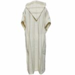 Swcshwl 003 Moroccan Cream Off White Striped Cashmere Wool Blend Hooded Thobe Djellaba Super Thick Warm 200923