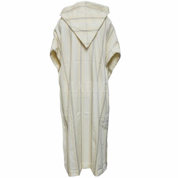 Swcshwl 003 Moroccan Cream Off White Striped Cashmere Wool Blend Hooded Thobe Djellaba Super Thick Warm 200923