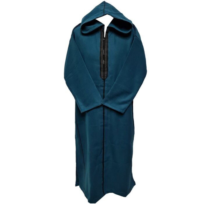 Swcshwl Msl0050 Moroccan Winter Cashmere Wool Blend Teal Hooded Jubba Thobe Djellaba (5)