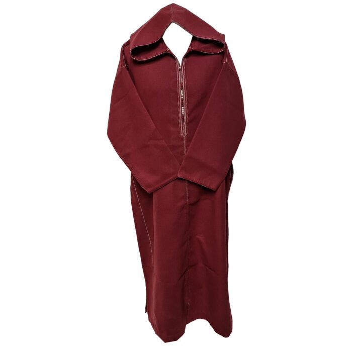 Swcshwl Msl051 Moroccan Winter Cashmere Wool Blend Maroon Hooded Jubba Thobe Djellaba (1)