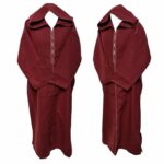 Swcshwl Msl051 Moroccan Winter Cashmere Wool Blend Maroon Hooded Jubba Thobe Djellaba