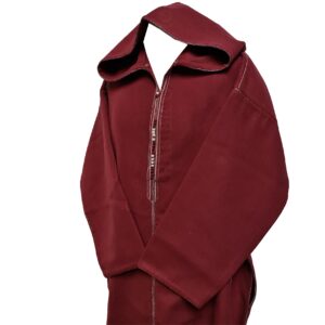 Swcshwl Msl051 Moroccan Winter Cashmere Wool Blend Maroon Hooded Jubba Thobe Djellaba (4)