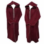 Swcshwl Msl052 Burgundy Winter Cashmere Wool Blend Maroon Hooded Jubba Thobe Djellaba (5)