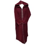 Swcshwl Msl052 Burgundy Winter Cashmere Wool Blend Maroon Hooded Jubba Thobe Djellaba (6)