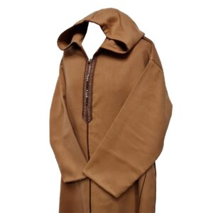 Swcshwl Msl057 Moroccan Winter Cashmere Wool Blend Brown Hooded Jubba Thobe Djellaba Msl057 (4)