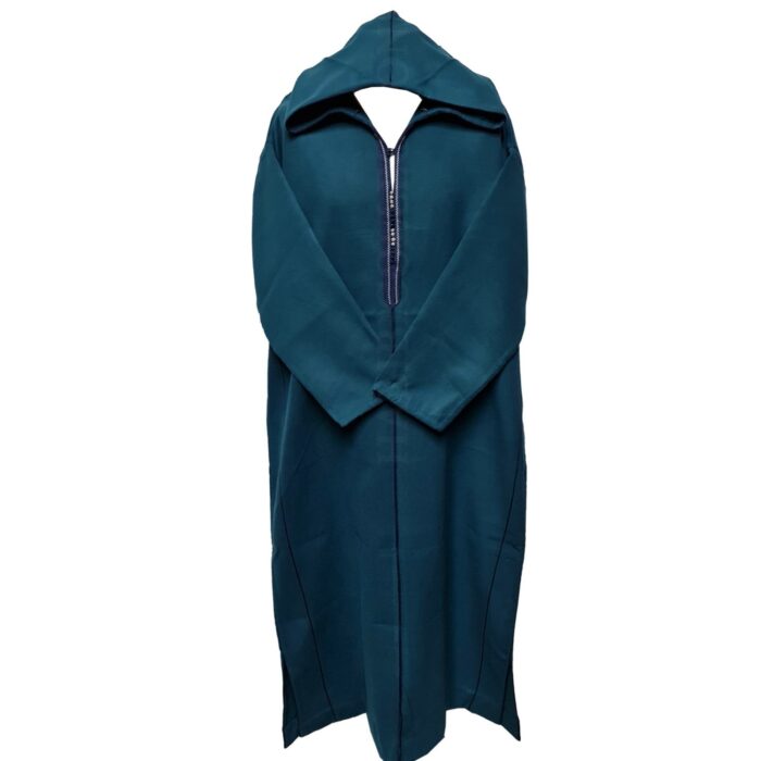 Swcshwl Msl058 Moroccan Winter Cashmere Wool Blend Teal Hooded Jubba Thobe Djellaba