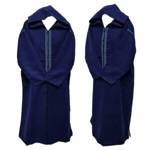 Swcshwl Msl067 Moroccan Winter Cashmere Wool Blend Blue Hooded Jubba Thobe Djellaba